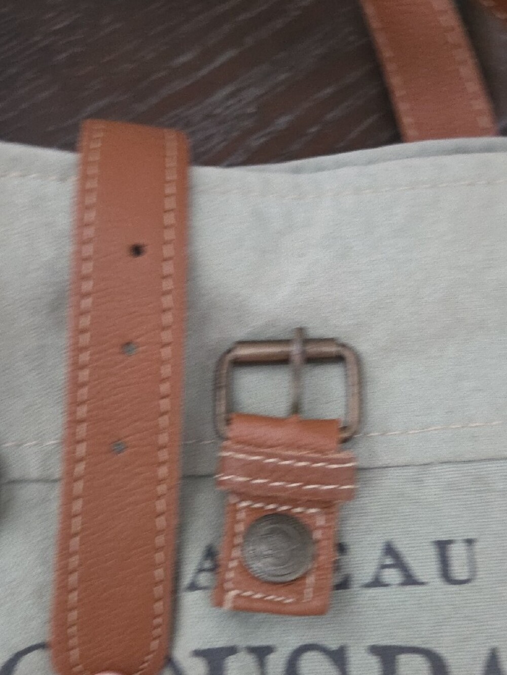 Myra Bag Sage Green Canvas Tote with Brown Leather Straps - Picture 5 of 15